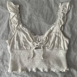 Garage White Ruffled Tank Top